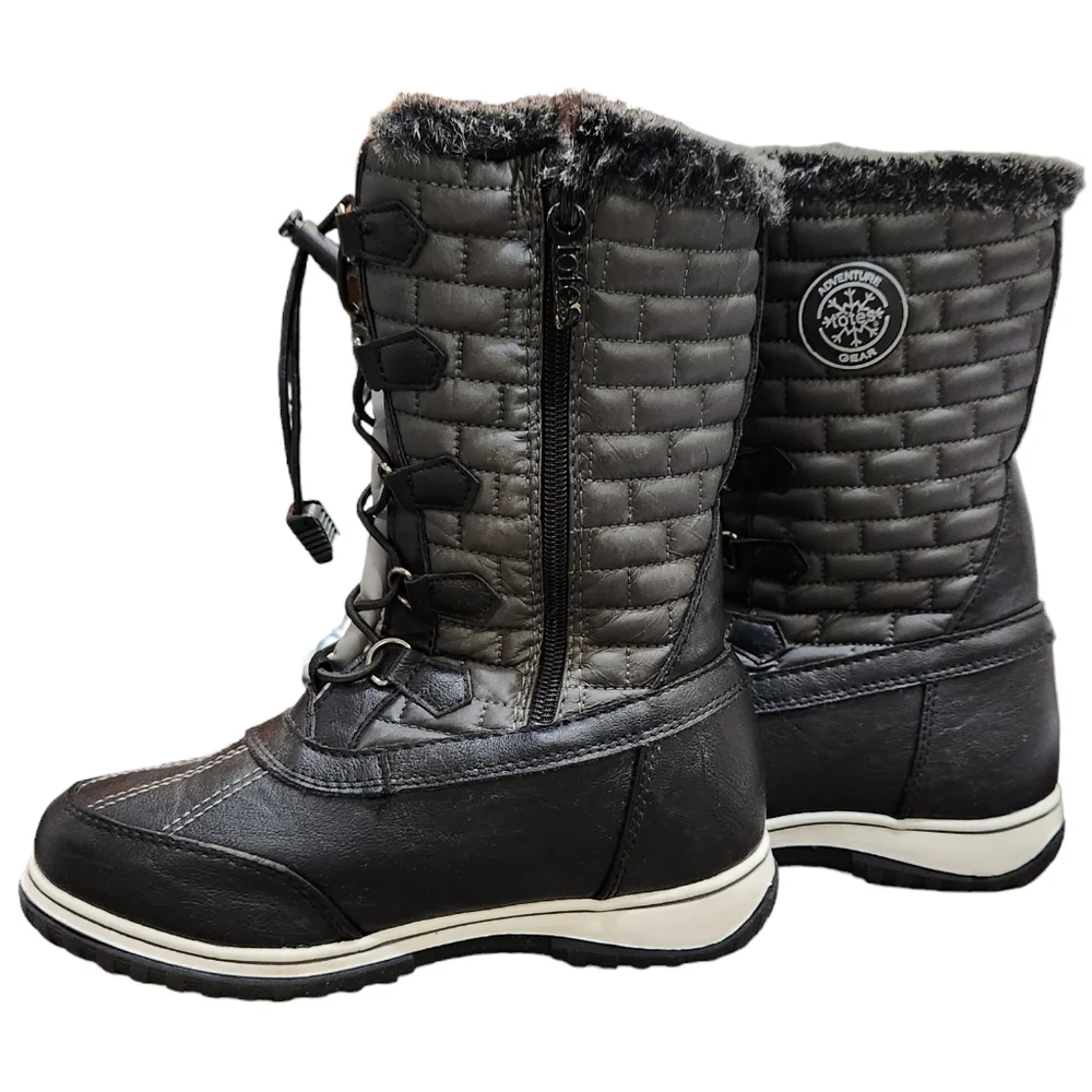 Totes Adventure Gear Snow Winter Boots Black Waterproof Adjustable Strings 6